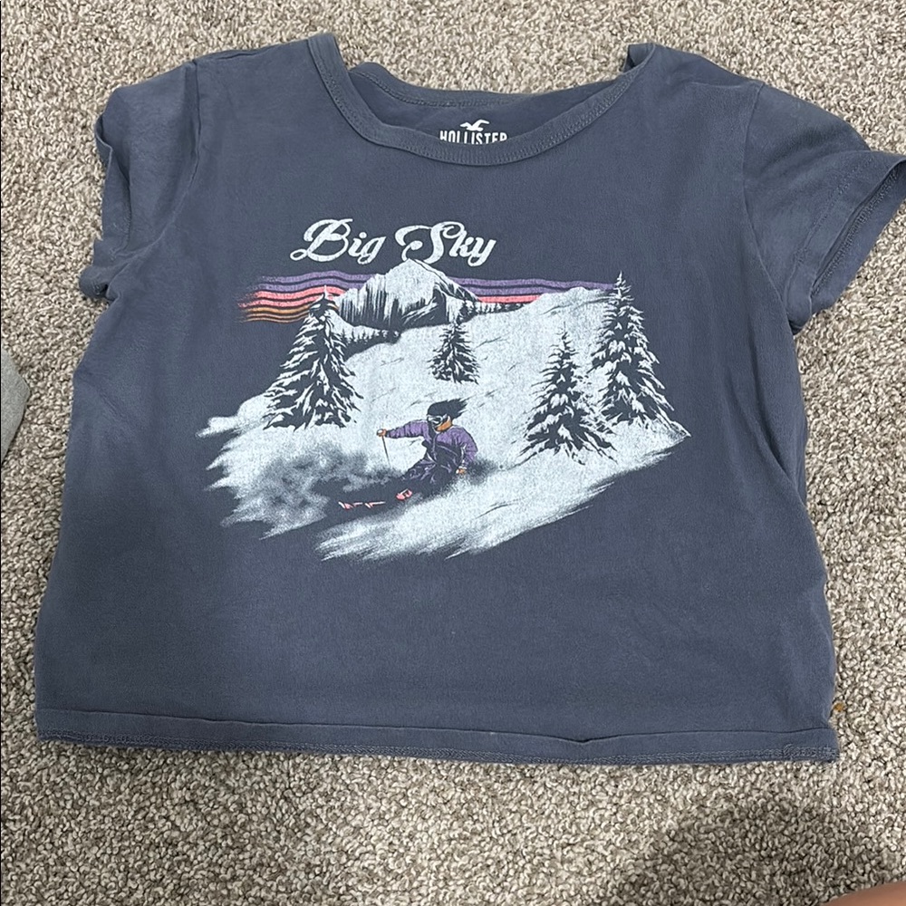 Hollister Blue Short Sleeve Tee with Graphic Design